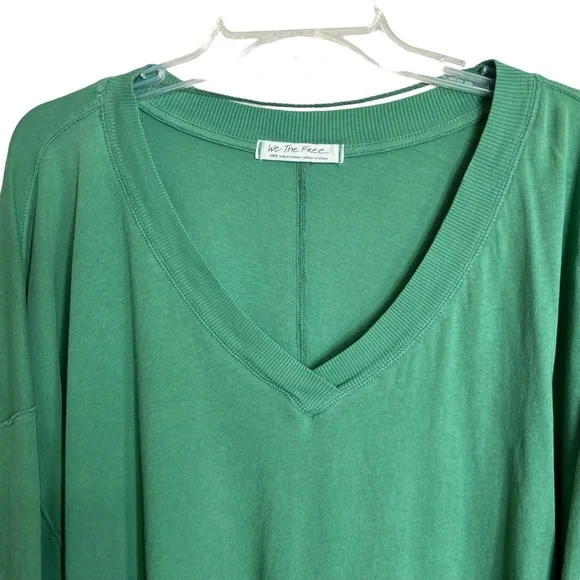 Free People We the Free Buffy T Shirt Size L Womens Green Oversize Cropped - Picture 2 of 8